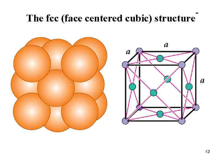 The fcc (face centered cubic) structure - 12 