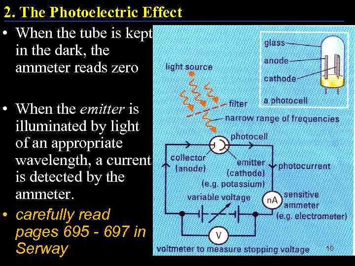 2. The Photoelectric Effect • When the tube is kept in the dark, the