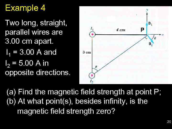 Example 4 Two long, straight, P parallel wires are 3. 00 cm apart. I