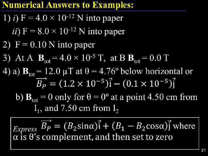 Numerical Answers to Examples: • 21 