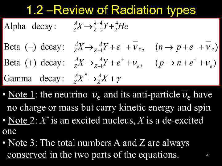 1. 2 –Review of Radiation types 4 