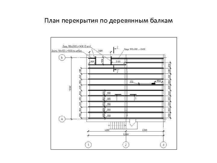 План перекрытия по деревянным балкам 