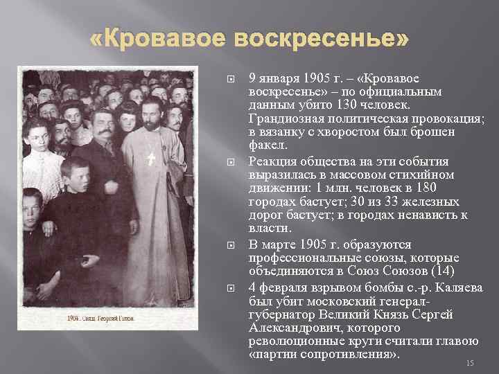  «Кровавое воскресенье» 9 января 1905 г. – «Кровавое воскресенье» – по официальным данным