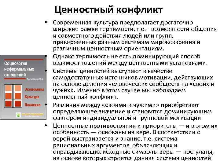 Ценностный конфликт • Современная культура предполагает достаточно широкие рамки терпимости, т. е. - возможности