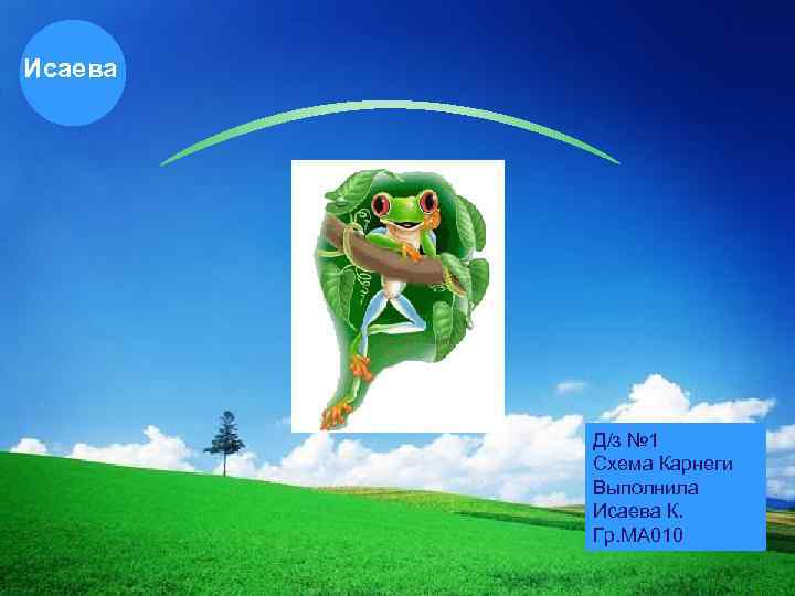 Исаева Д/з № 1 Схема Карнеги Выполнила Исаева К. Гр. МА 010 