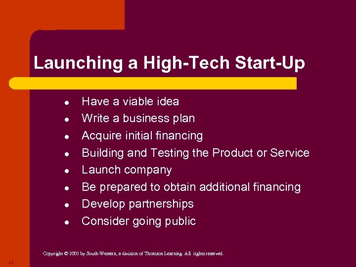 Launching a High-Tech Start-Up ● ● ● ● Have a viable idea Write a