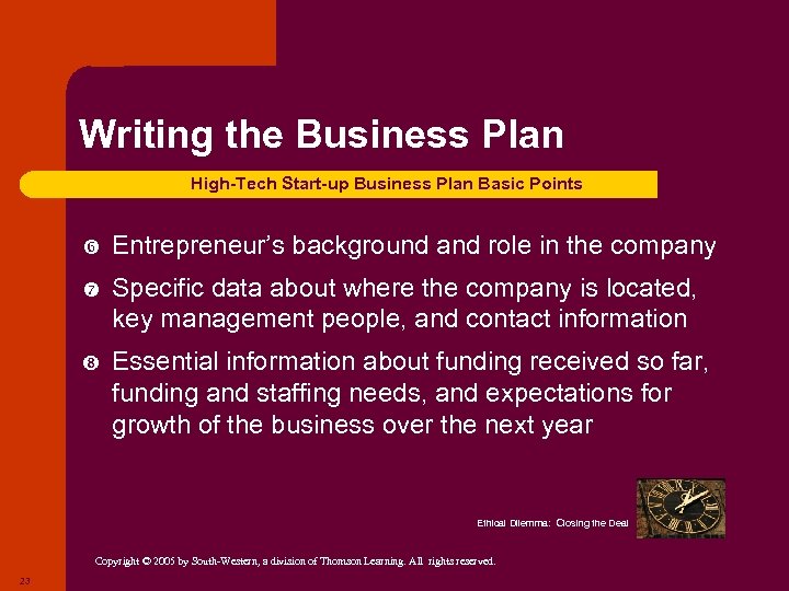 Writing the Business Plan High-Tech Start-up Business Plan Basic Points Entrepreneur’s background and role