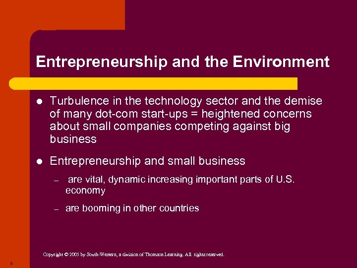 Entrepreneurship and the Environment l Turbulence in the technology sector and the demise of
