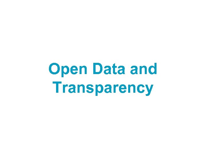 Open Data and Transparency 