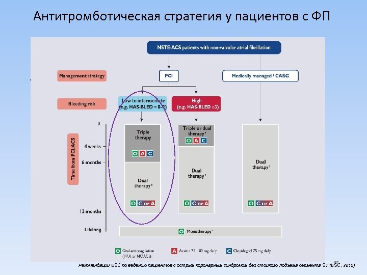 Антитромботическая стратегия у пациентов с ФП РИСУНОК из рекомендаций по ОКС бп ST (рис5)