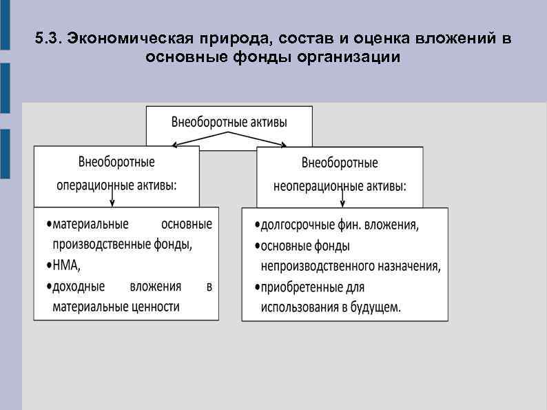 5. 3. Экономическая природа, состав и оценка вложений в основные фонды организации 