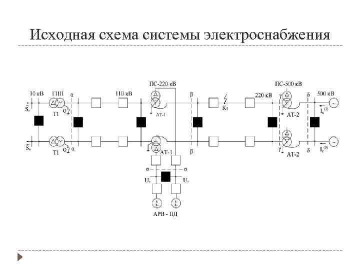 Исходная схема системы электроснабжения 