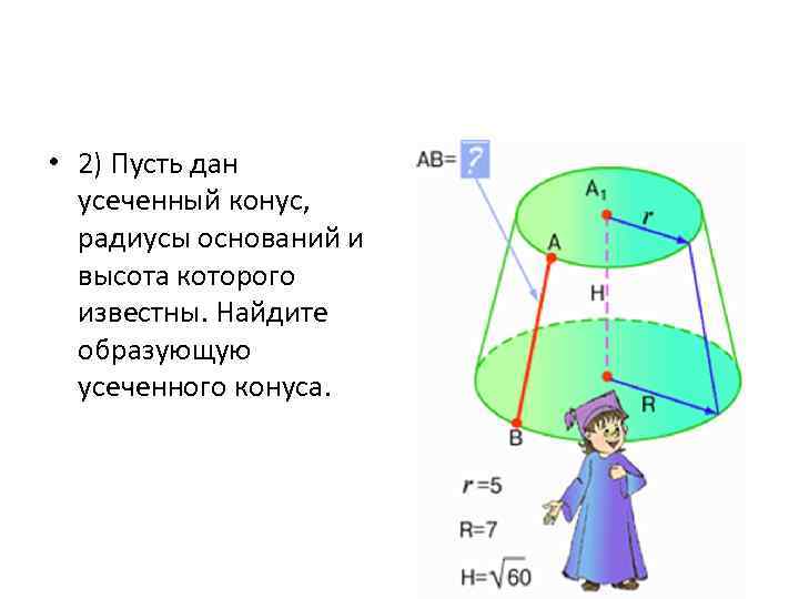 Образующая ряда. Дан усеченный конус. Усеченный конус радиус основания.