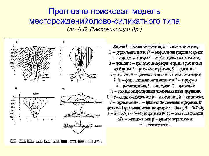 Прогнозно-поисковая модель месторожденийолово-силикатного типа (по А. Б. Павловскому и др. ) 