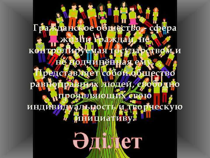 Гражданское общество - сфера жизни граждан, не контролируемая государством и не подчинённая ему. Представляет