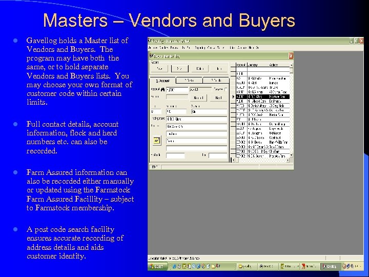 Masters – Vendors and Buyers l Gavellog holds a Master list of Vendors and