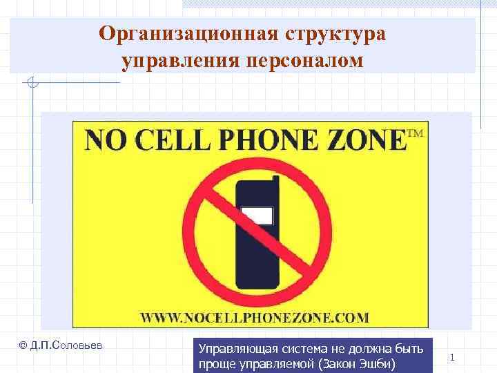 Организационная структура управления персоналом Д. П. Соловьев Управляющая система не должна быть проще управляемой
