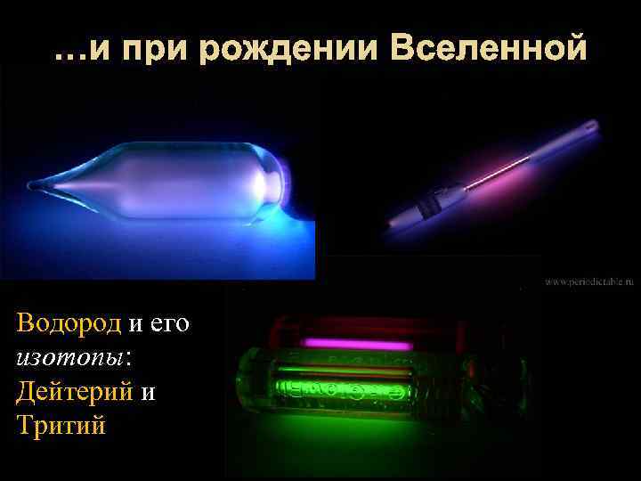 …и при рождении Вселенной Водород и его изотопы: Дейтерий и Тритий 