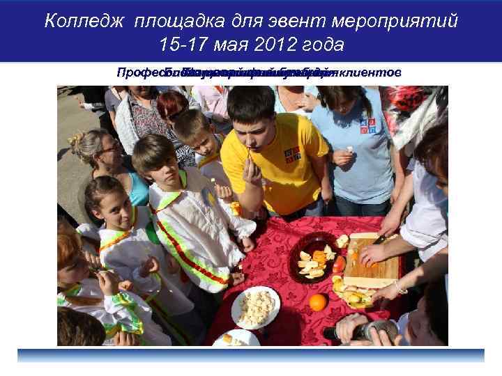 Колледж площадка для эвент мероприятий 15 -17 мая 2012 года Профессиональный флешмоб для клиентов