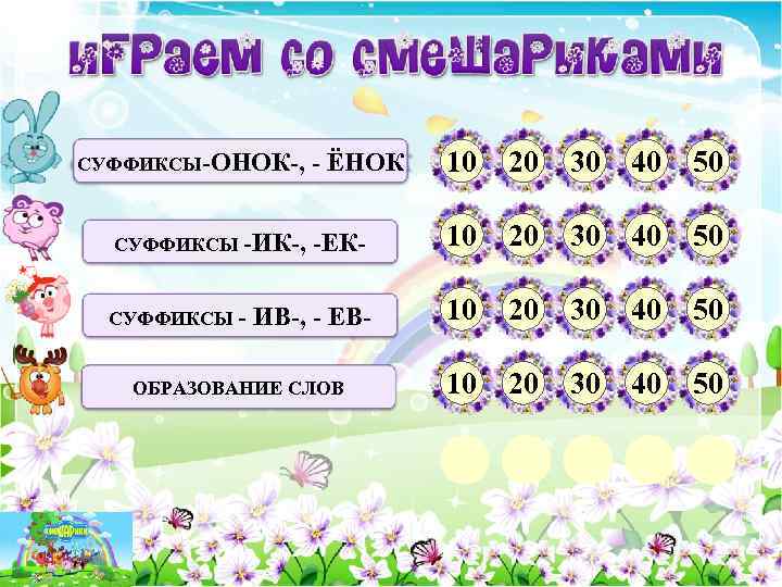 - ЁНОК 10 20 30 40 50 -ЕК- 10 20 30 40 50 ИВ-,