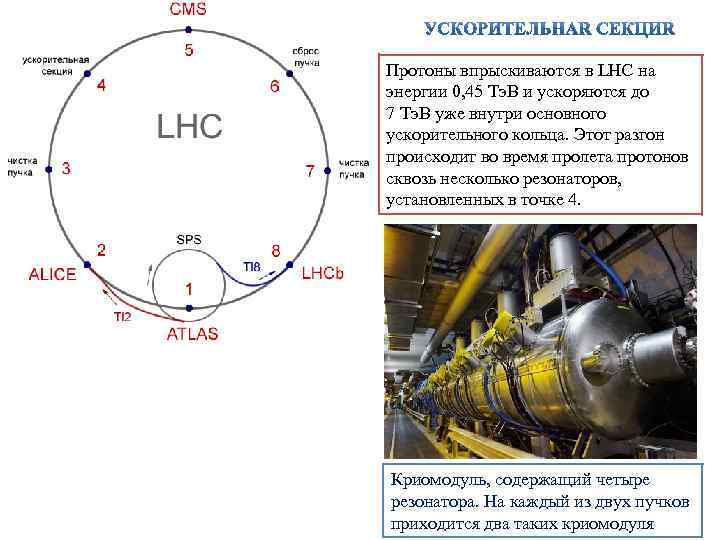 Протоны впрыскиваются в LHC на энергии 0, 45 Тэ. В и ускоряются до 7