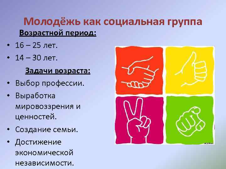 Молодёжь как социальная группа • • • Возрастной период: 16 – 25 лет. 14