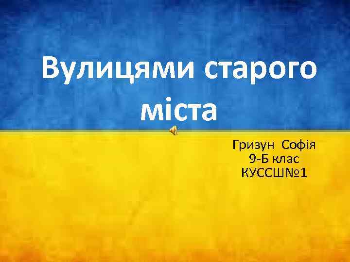 Вулицями старого міста Гризун Софія 9 -Б клас КУССШ№ 1 