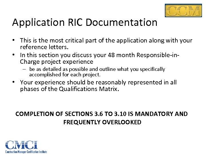 Application RIC Documentation • This is the most critical part of the application along