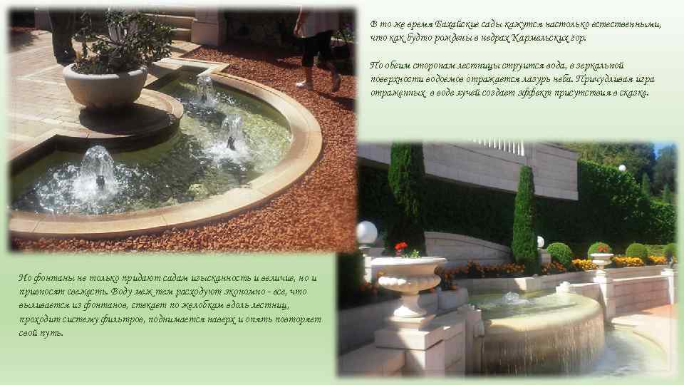 В то же время Бахайские сады кажутся настолько естественными, что как будто рождены в