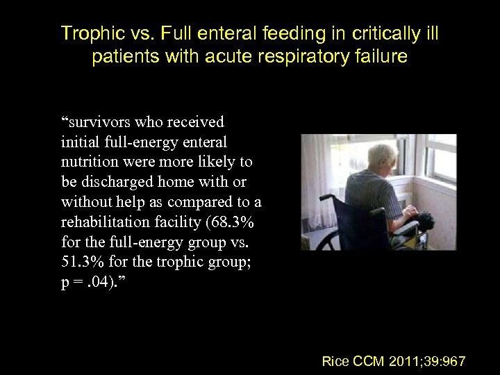 Trophic vs. Full enteral feeding in critically ill patients with acute respiratory failure “survivors