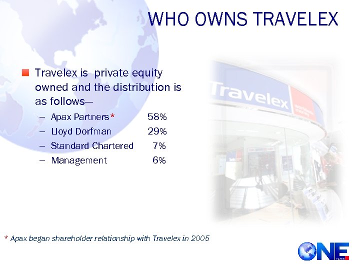 WHO OWNS TRAVELEX Travelex is private equity owned and the distribution is as follows—