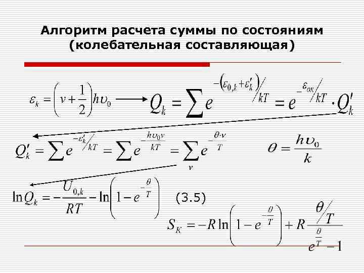 Алгоритм расчета суммы по состояниям (колебательная составляющая) (3. 5) 