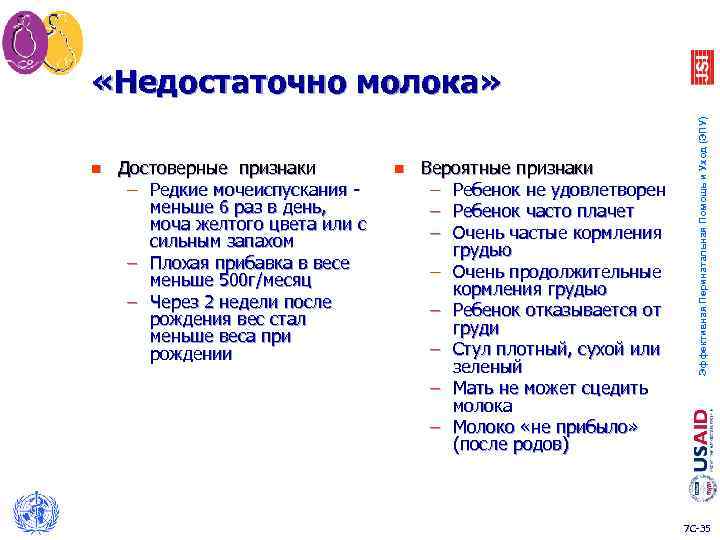 n Достоверные признаки – Редкие мочеиспускания меньше 6 раз в день, моча желтого цвета