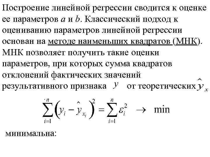 Параметры линейной регрессии