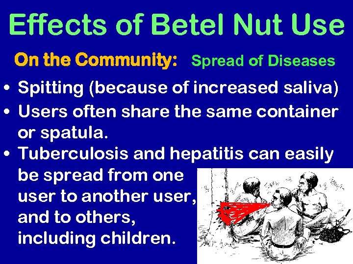 Effects of Betel Nut Use On the Community: Spread of Diseases • Spitting (because