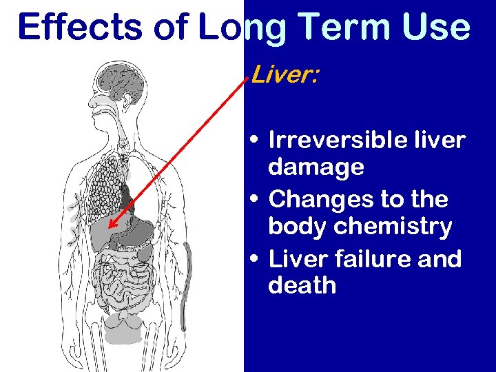 Effects of Long Term Use Liver: • Irreversible liver damage • Changes to the