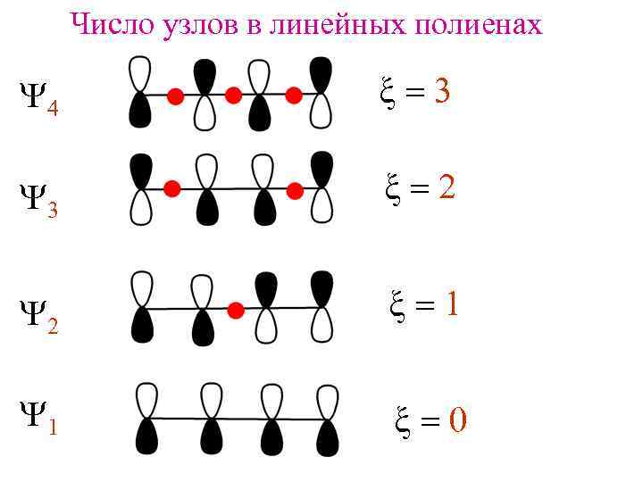 Число узлов в линейных полиенах Y 4 x=3 Y 3 x=2 Y 2 x=1