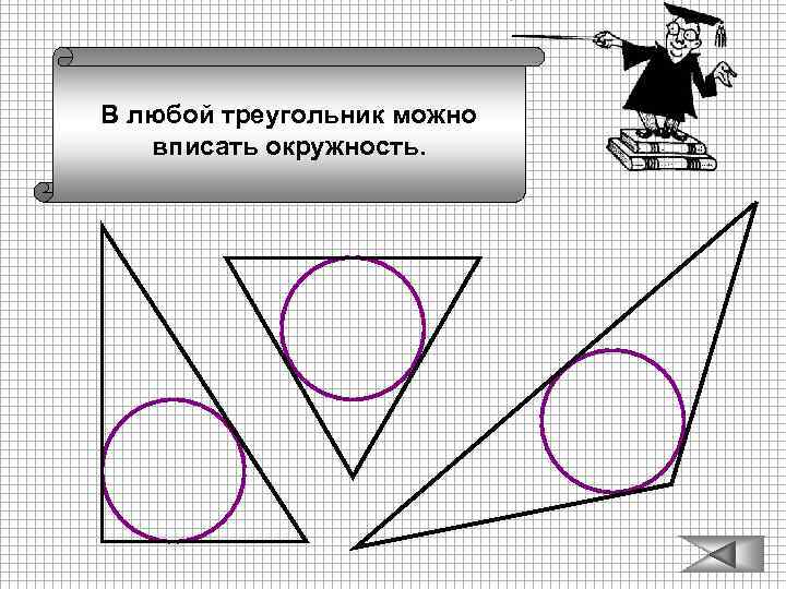 В любой треугольник можно вписать окружность. 