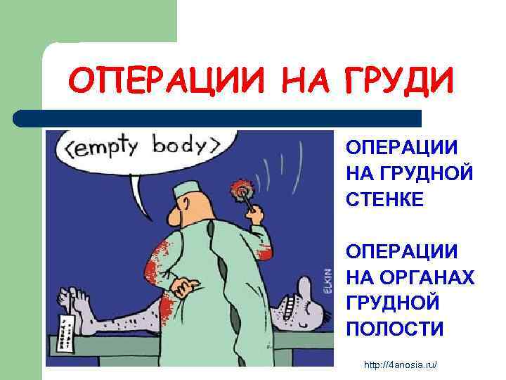 ОПЕРАЦИИ НА ГРУДИ ОПЕРАЦИИ НА ГРУДНОЙ СТЕНКЕ ОПЕРАЦИИ НА ОРГАНАХ ГРУДНОЙ ПОЛОСТИ http: //4