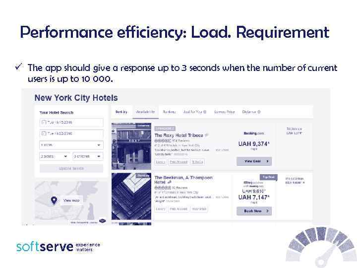 Performance efficiency: Load. Requirement ü The app should give a response up to 3