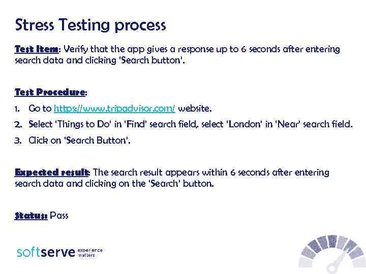 Stress Testing process Test Item: Verify that the app gives a response up to