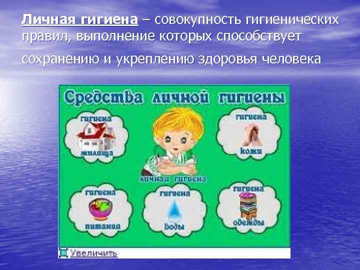 Личная гигиена – совокупность гигиенических правил, выполнение которых способствует сохранению и укреплению здоровья человека