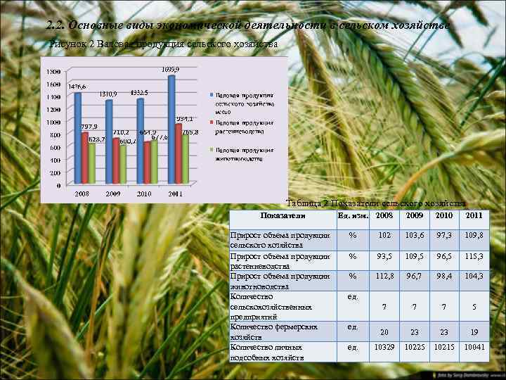 2. 2. Основные виды экономической деятельности в сельском хозяйстве Рисунок 2 Валовая продукция сельского