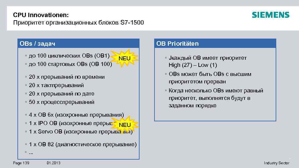 CPU Innovationen: Приоритет организационных блоков S 7 -1500 OBs / задач § до 100