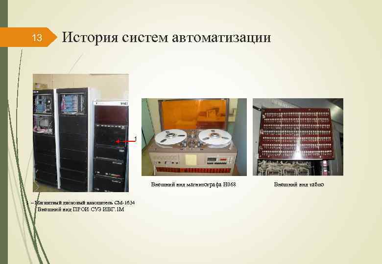 13 История систем автоматизации 1 Внешний вид магнитографа Н 068 1 – Магнитный дисковый