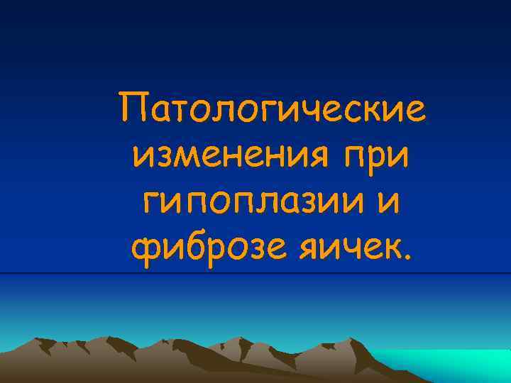 Патологические изменения при гипоплазии и фиброзе яичек. 