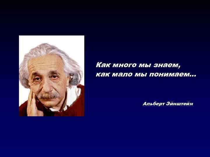 Как много мы знаем, как мало мы понимаем… Альберт Эйнштейн 