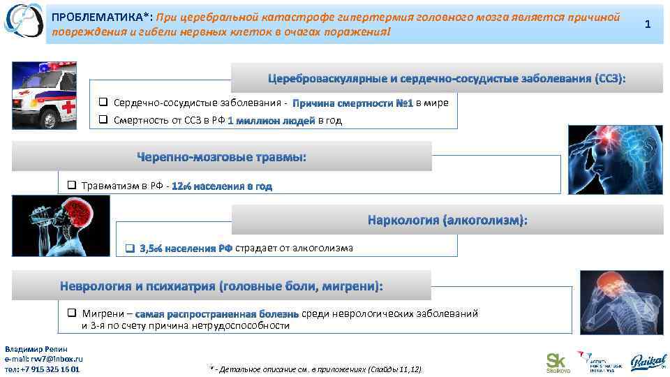 ПРОБЛЕМАТИКА*: При церебральной катастрофе гипертермия головного мозга является причиной повреждения и гибели нервных клеток