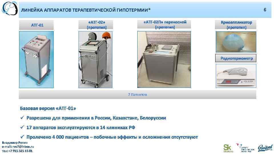 10 ЛИНЕЙКА АППАРАТОВ ТЕРАПЕВТИЧЕСКОЙ ГИПОТЕРМИИ* макет 7 Патентов макет Владимир Репин e-mail: rvv 7@inbox.