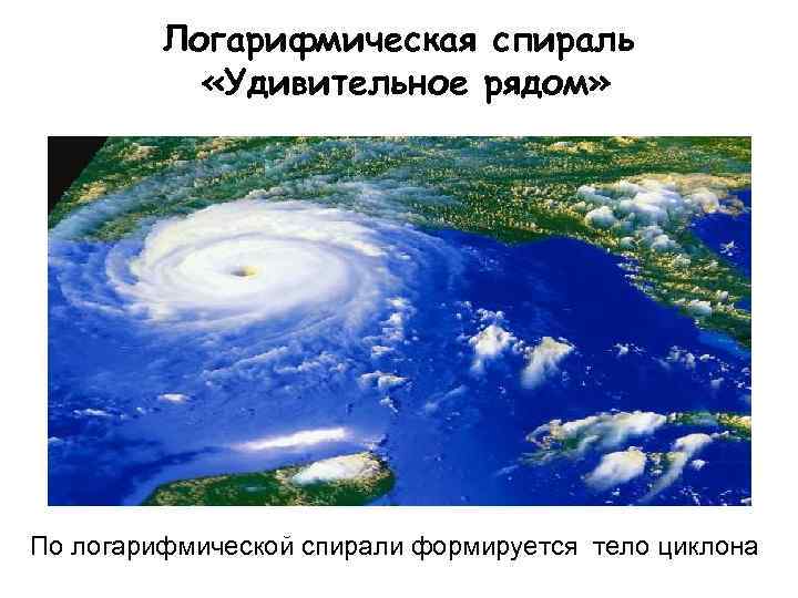 Логарифмическая спираль «Удивительное рядом» По логарифмической спирали формируется тело циклона 